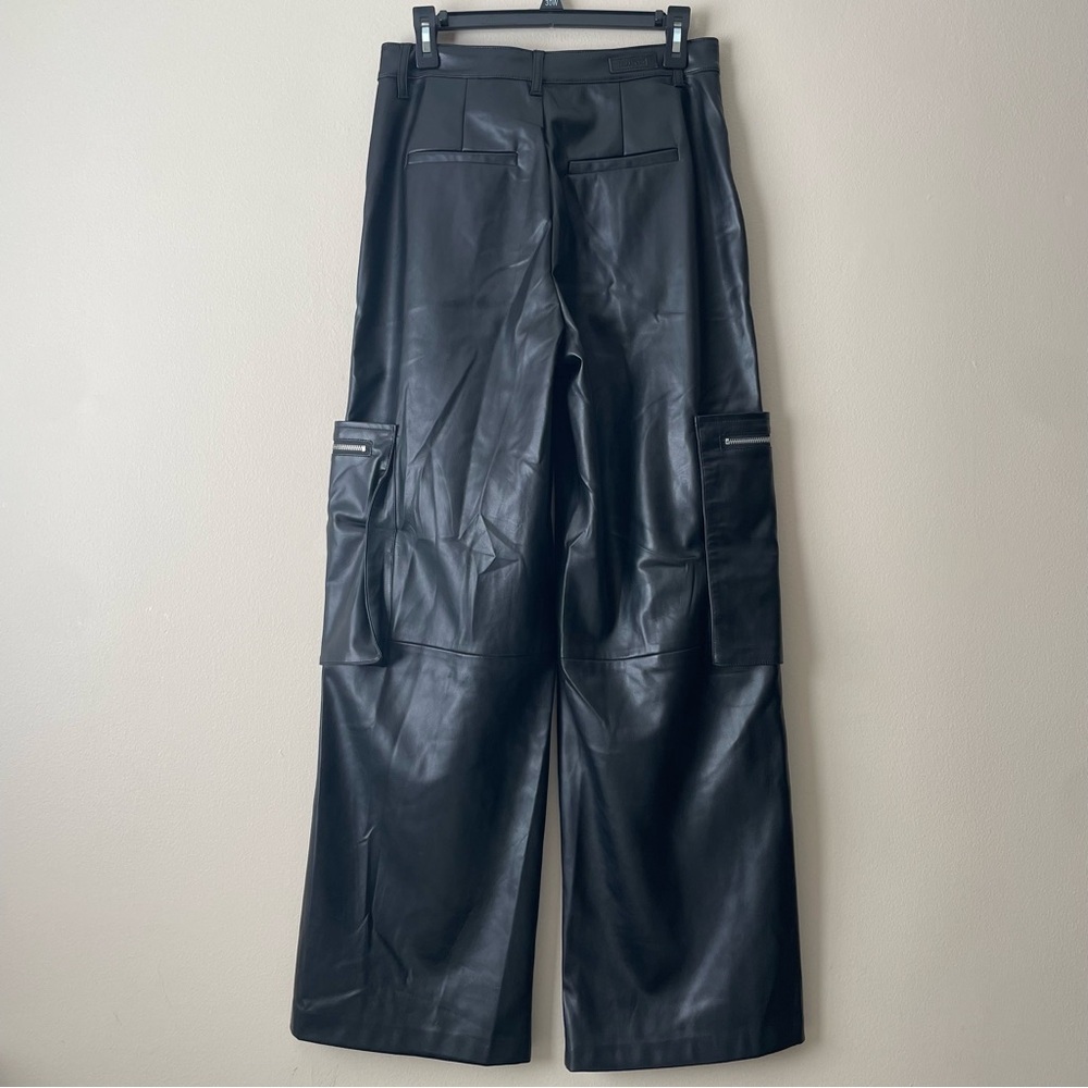 BLANKNYC Faux Leather High Rise SZ 28 Wide Leg Cargo Pants Festival Fall Winter - Picture 2 of 6